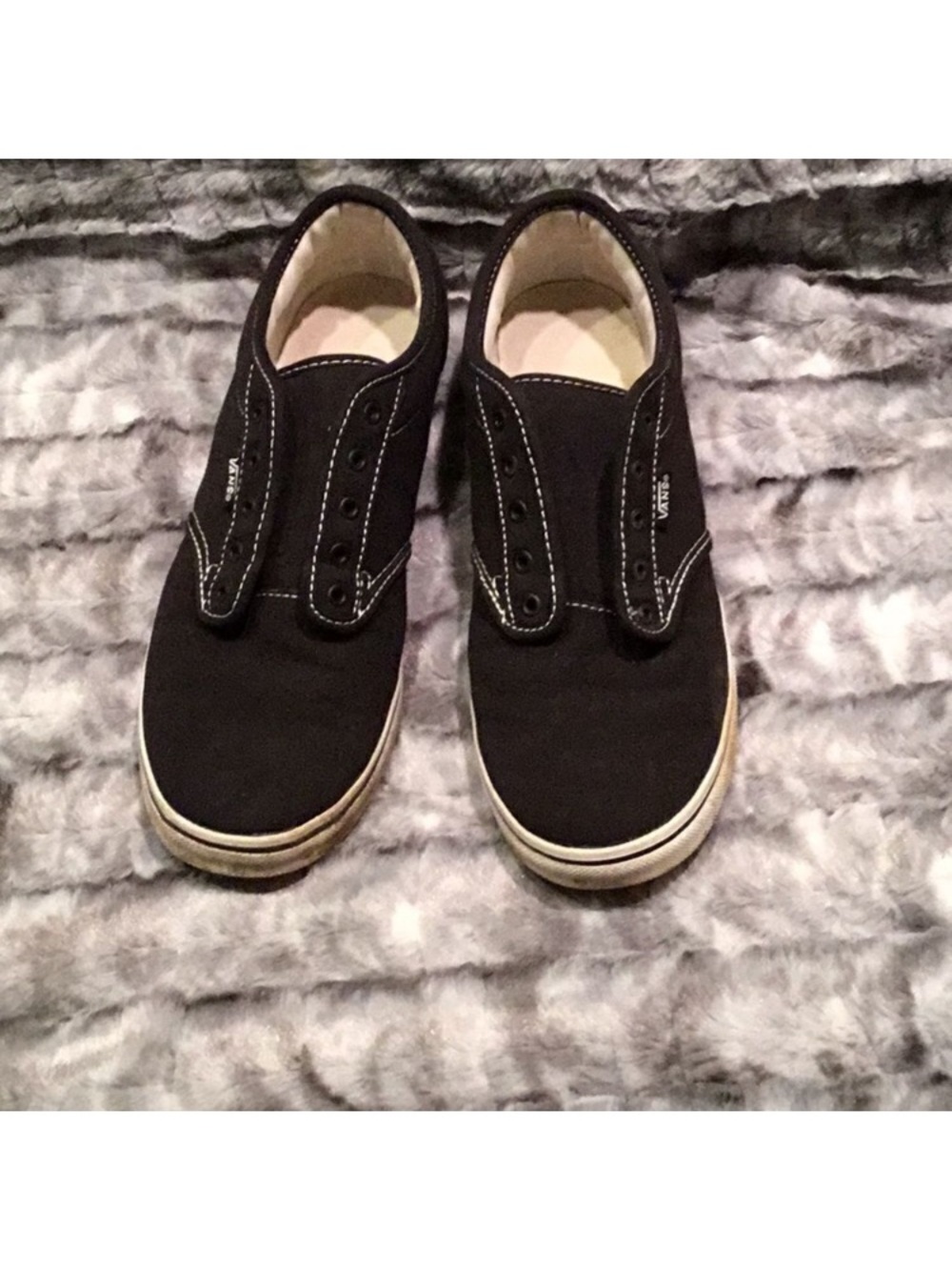 Vans Kids Black Canvas Slip-On Sneakers